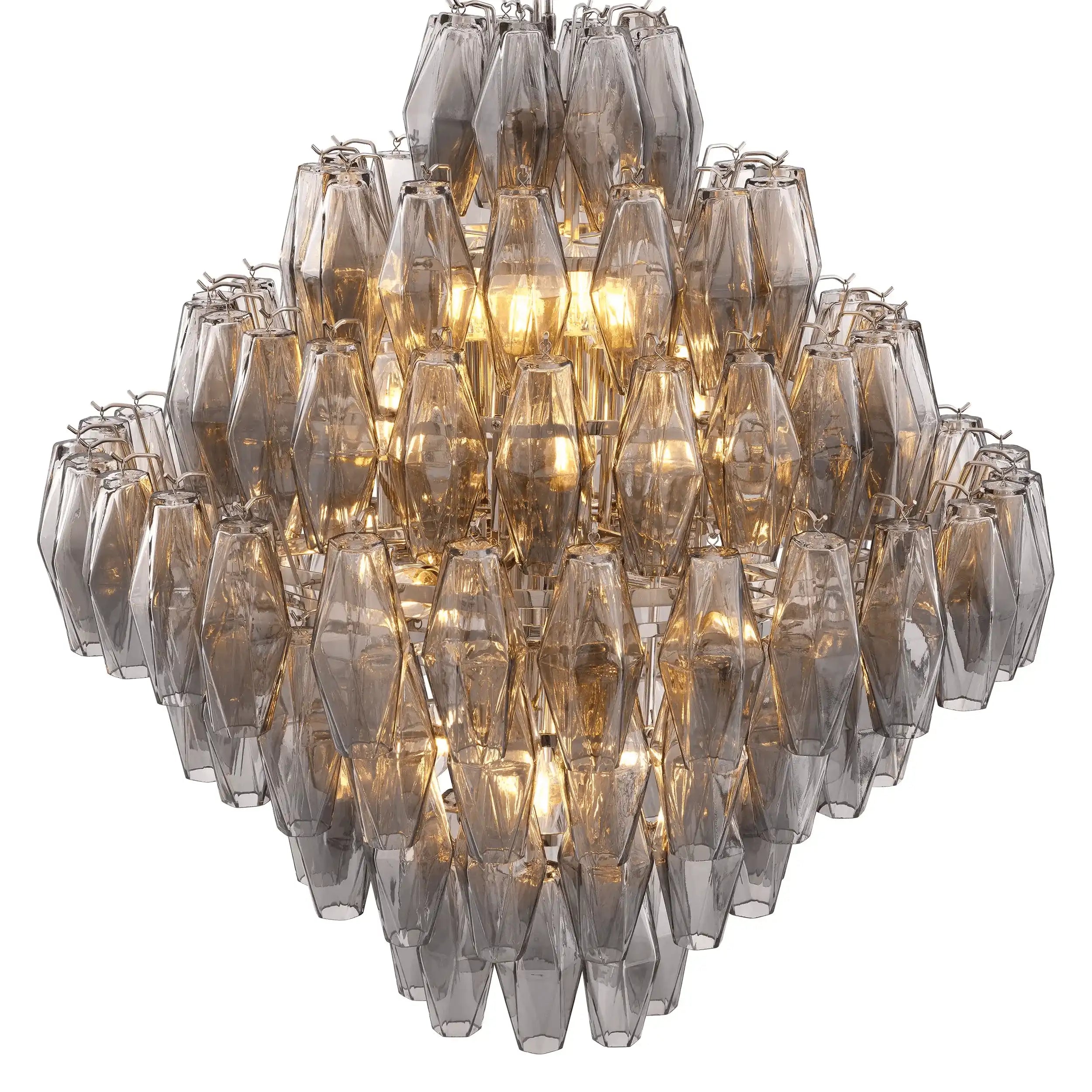 Designer Benini Glamourösen Kronleuchter Rauchglas Nickel-Finish Handarbeit - HomeDesign Knaus