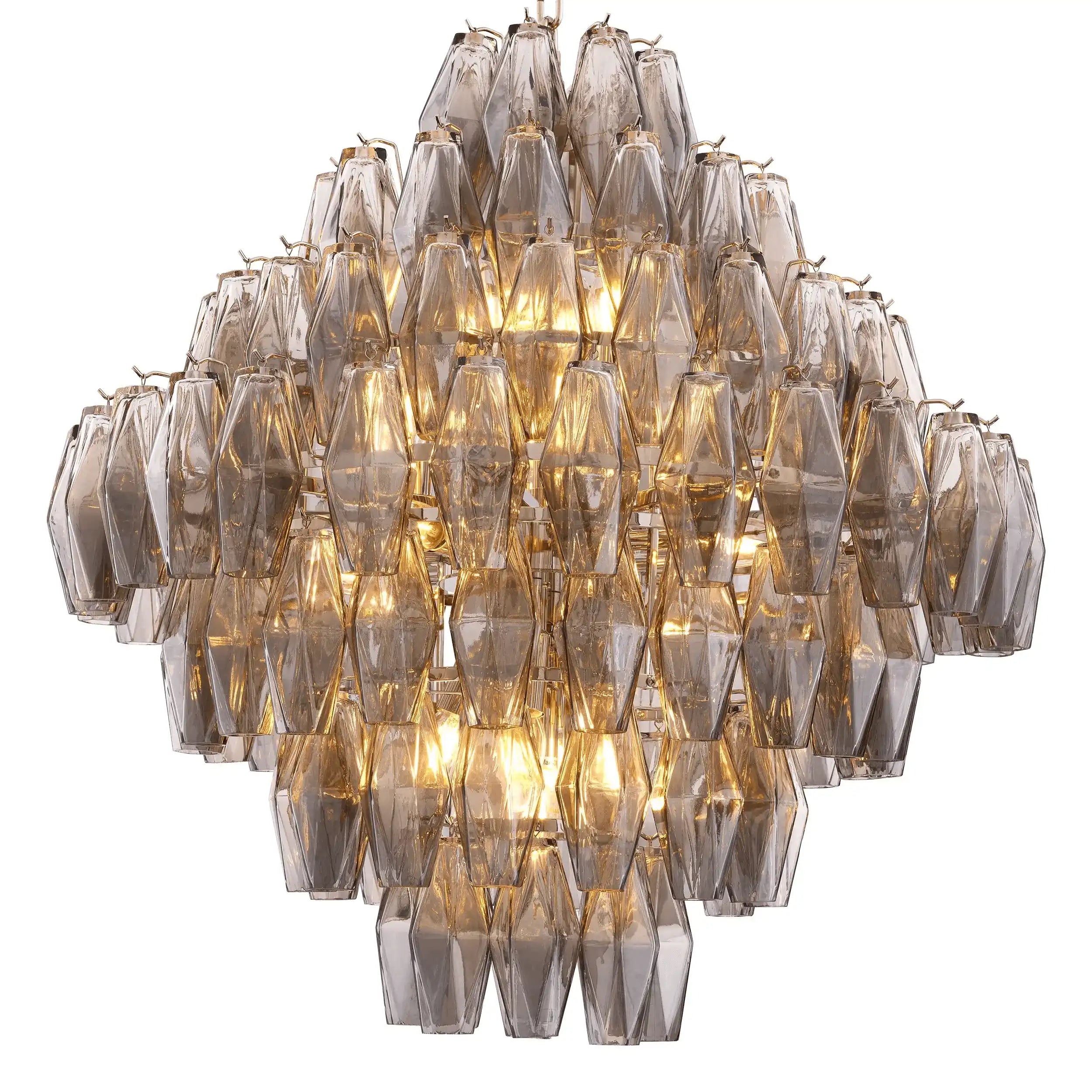 Designer Benini Glamourösen Kronleuchter Rauchglas Nickel-Finish Handarbeit - HomeDesign Knaus