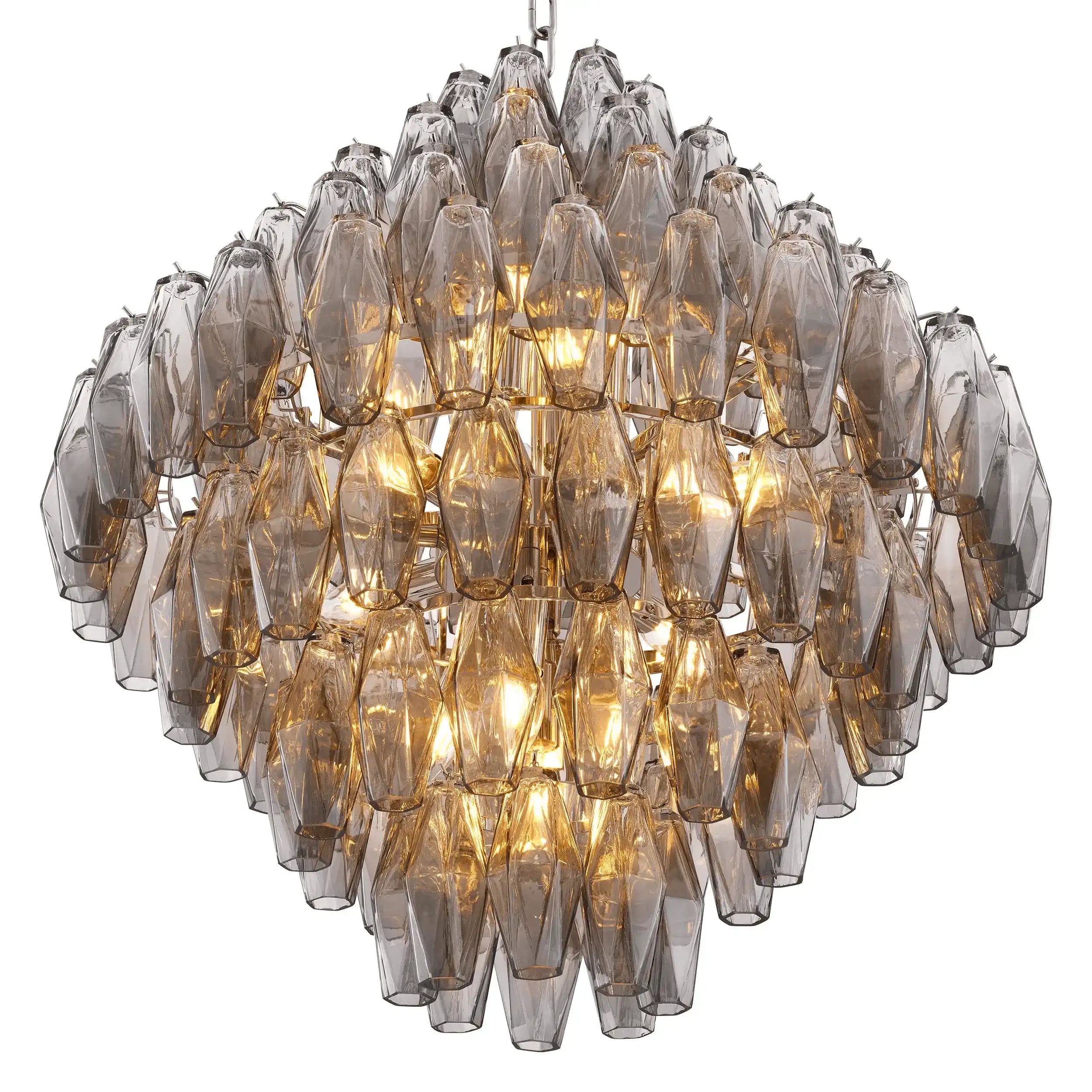 Designer Benini Glamourösen Kronleuchter Rauchglas Nickel-Finish Handarbeit - HomeDesign Knaus