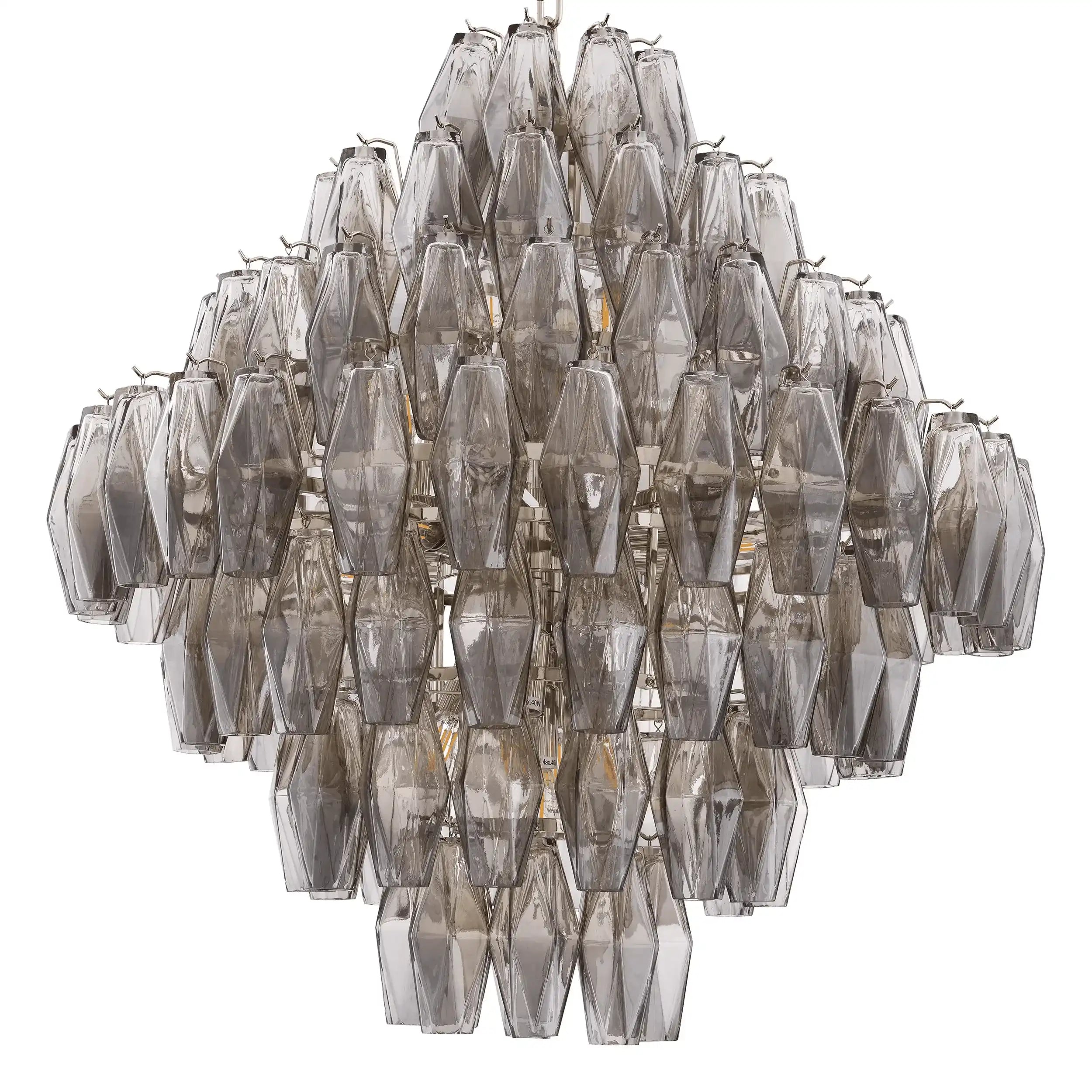 Designer Benini Glamourösen Kronleuchter Rauchglas Nickel-Finish Handarbeit - HomeDesign Knaus
