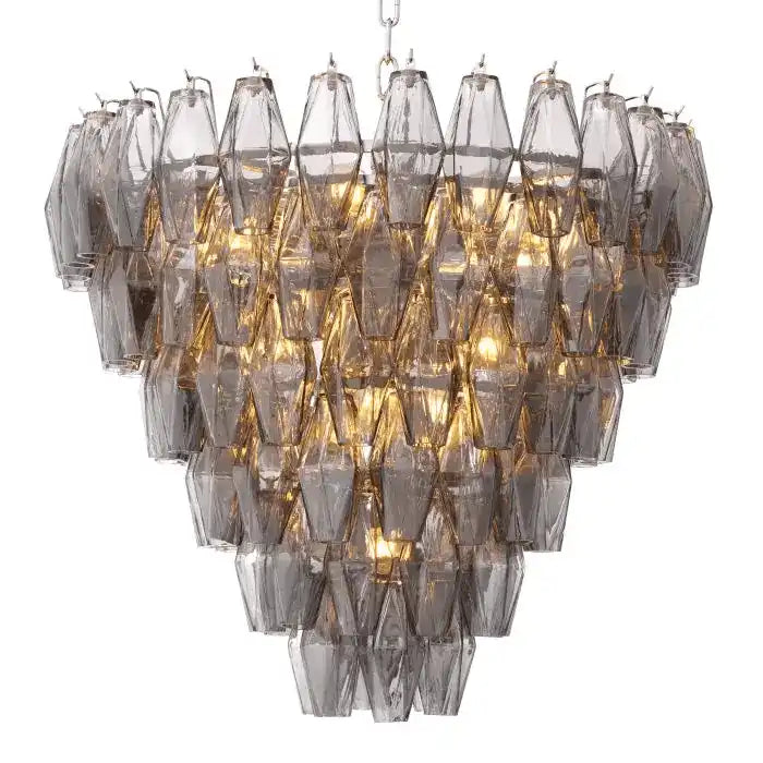 Designer Benini Glamourösen Kronleuchter Rauchglas Nickel-Finish Handarbeit - HomeDesign Knaus