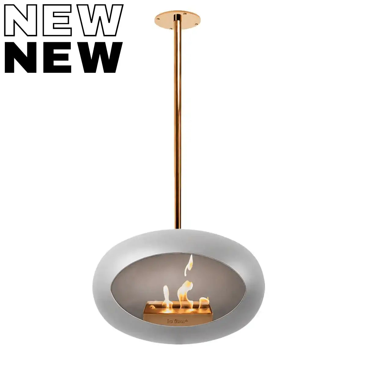 Designer Bio Kamin Edelstahl Nickel Gold Sky hängend Deckenkamin Bio-Ethanol - HomeDesign Knaus