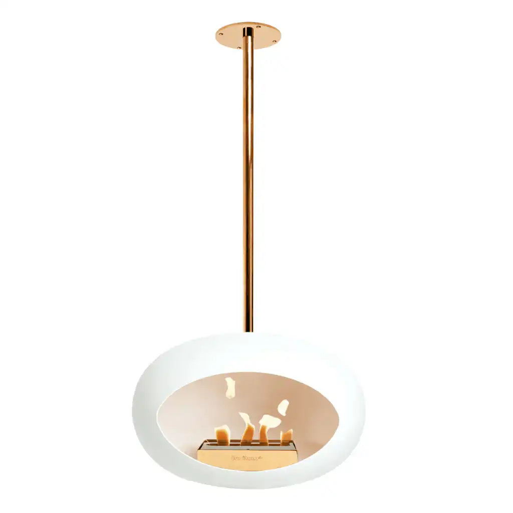 Designer Bio Kamin Edelstahl Nickel Weiß Gold Sky hängend Deckenkamin Bio-Ethanol - HomeDesign Knaus
