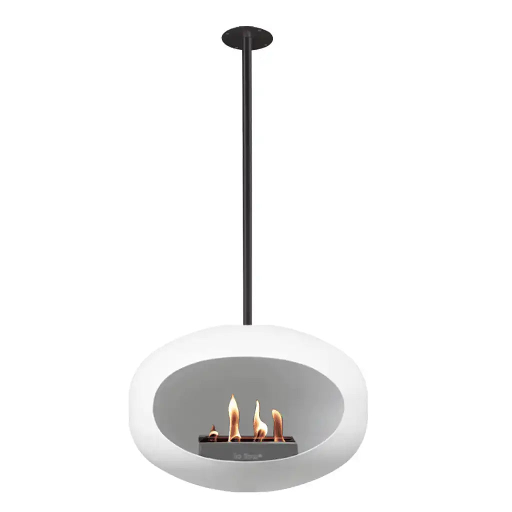 Designer Bio Kamin Edelstahl Nickel Weiß Sky hängend Deckenkamin Bio-Ethanol - HomeDesign Knaus