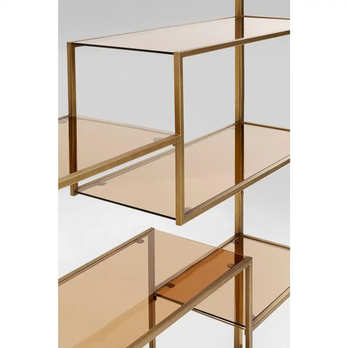 Designer Bücherregal Dekoregal Wandregal Sicherheitsglas Stahl Gold - HomeDesign Knaus