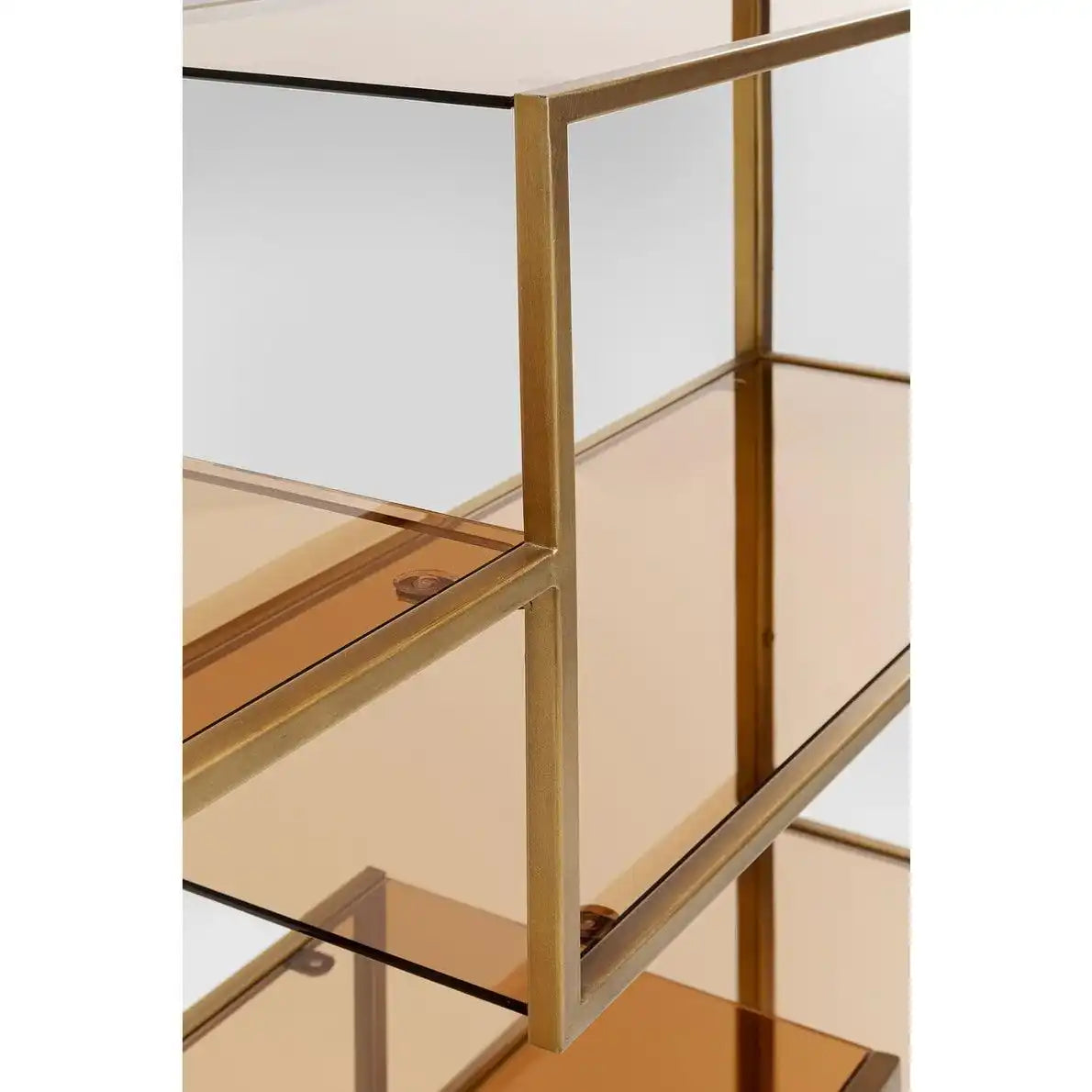 Designer Bücherregal Dekoregal Wandregal Sicherheitsglas Stahl Gold - HomeDesign Knaus