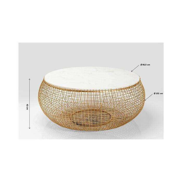 Designer Couchtisch Cesta Marmor Retro Style Gold 100cm - HomeDesign Knaus