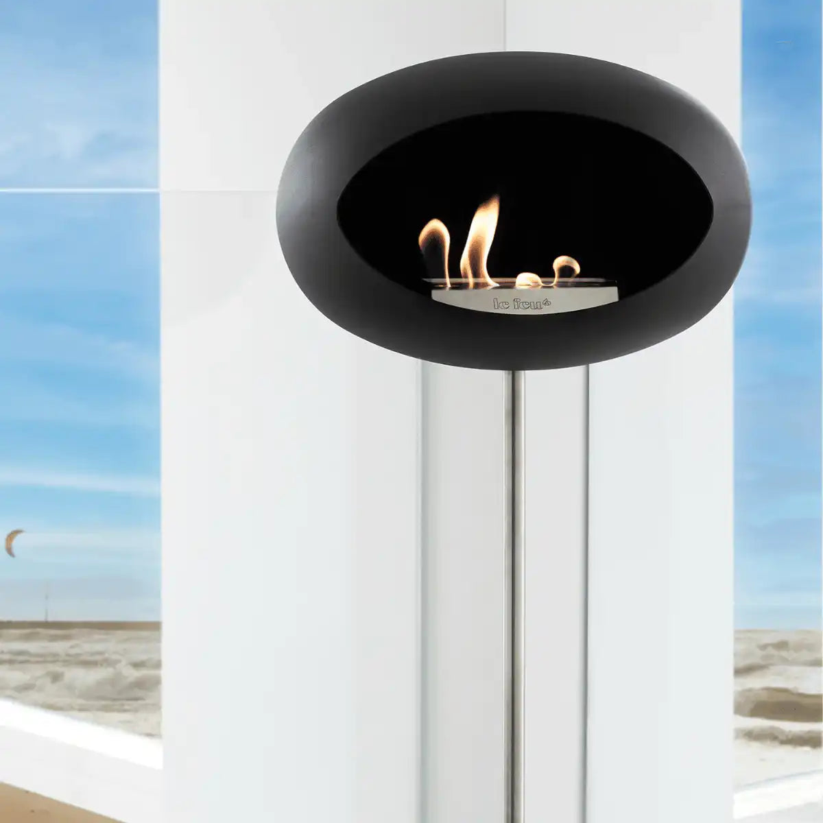 Designer Ground Steel High Black Bioethanol Kamin Standkamin Stainless Steel - HomeDesign Knaus