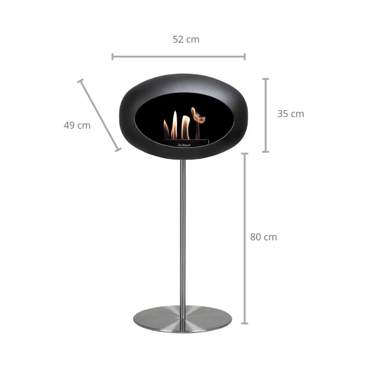 Designer Ground Steel High Black Bioethanol Kamin Standkamin Stainless Steel - HomeDesign Knaus