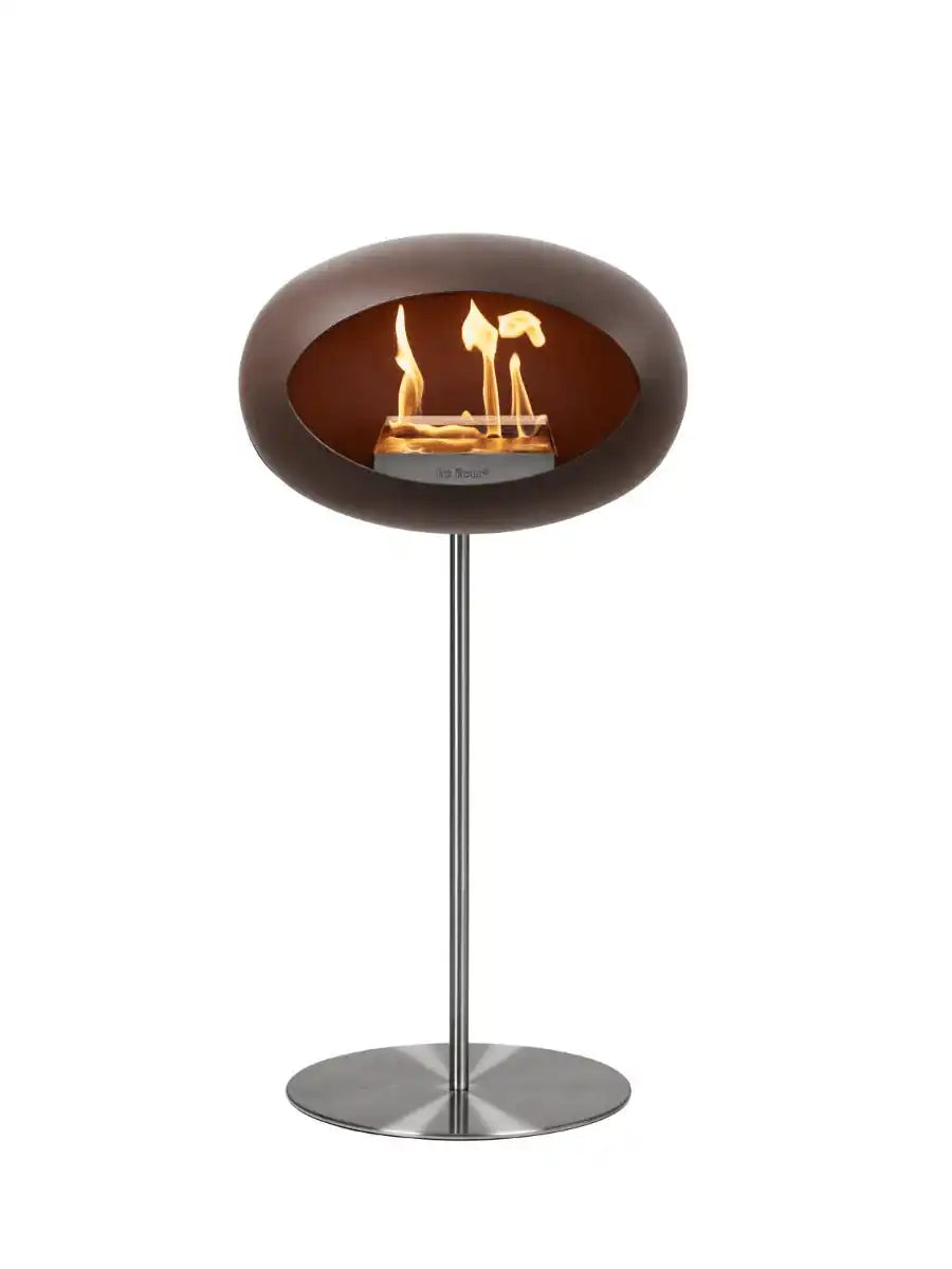 Designer Ground Steel High Edelstahl Mocca Bioethanol Kamin Standkamin - HomeDesign Knaus