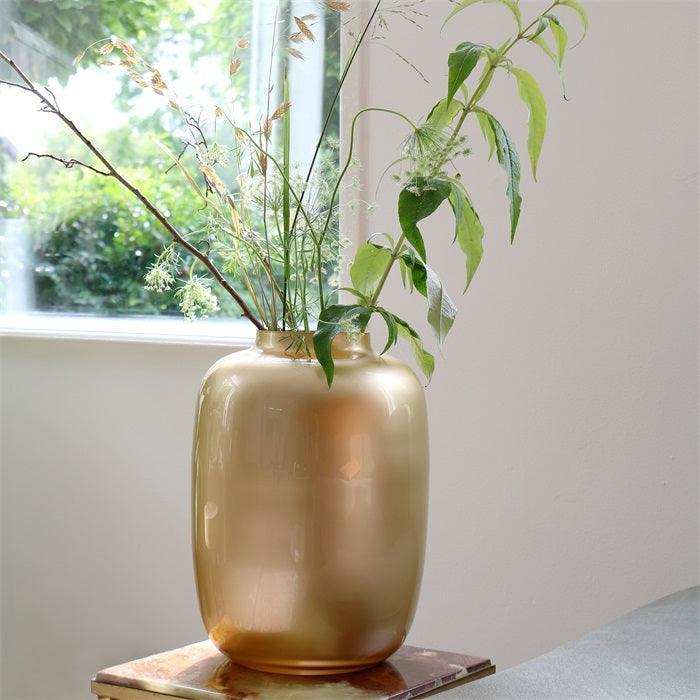 Designer Vase Pur Gold Deko Vase Blumenvase Bodenvase Unikat - HomeDesign Knaus