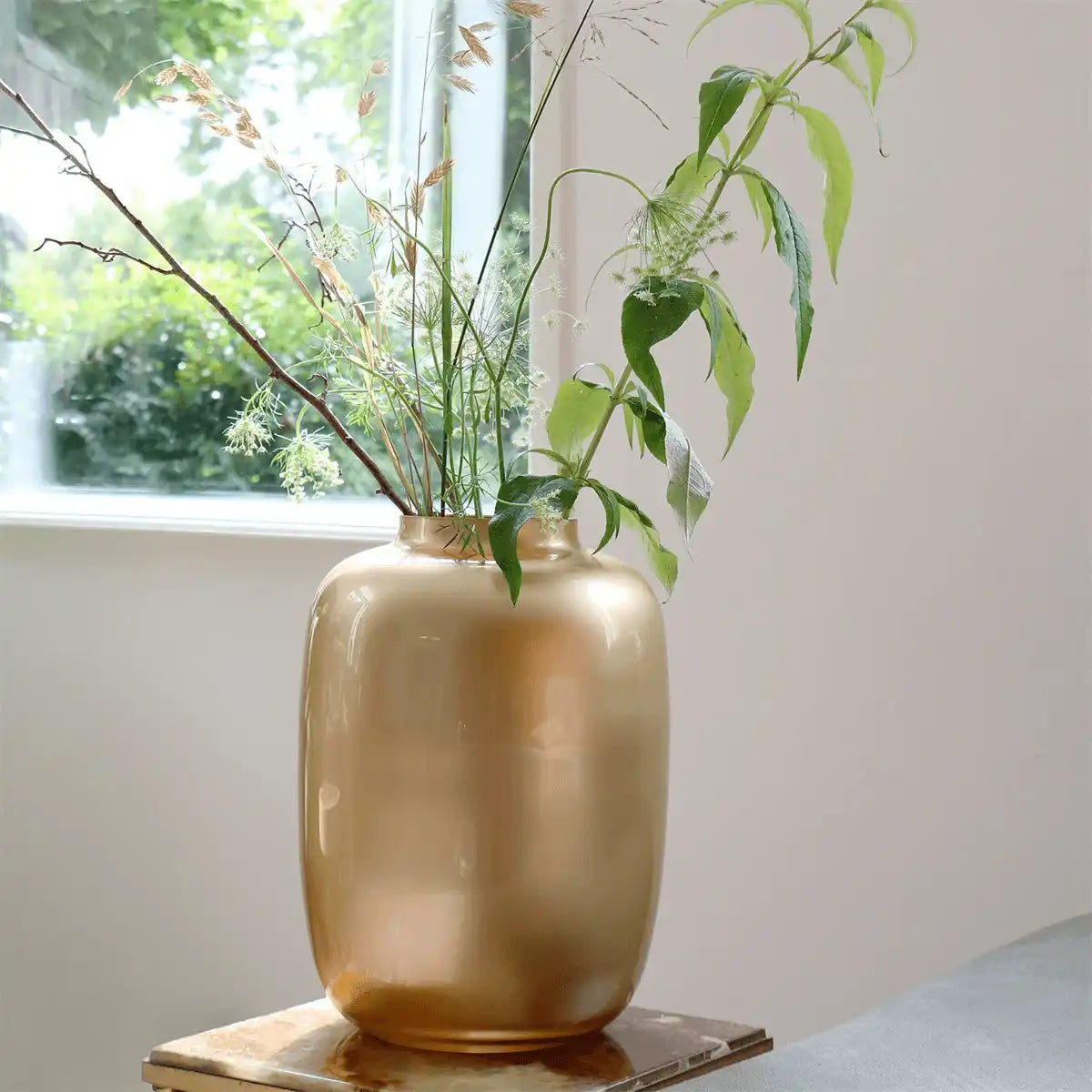 Designer Vase Pur Gold Deko Vase Blumenvase Bodenvase Unikat - HomeDesign Knaus