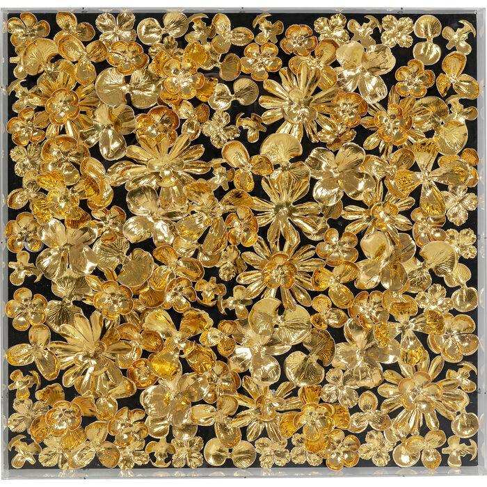 Designer Wandbild Handarbeit Gold Flower Bild Acryl - HomeDesign Knaus