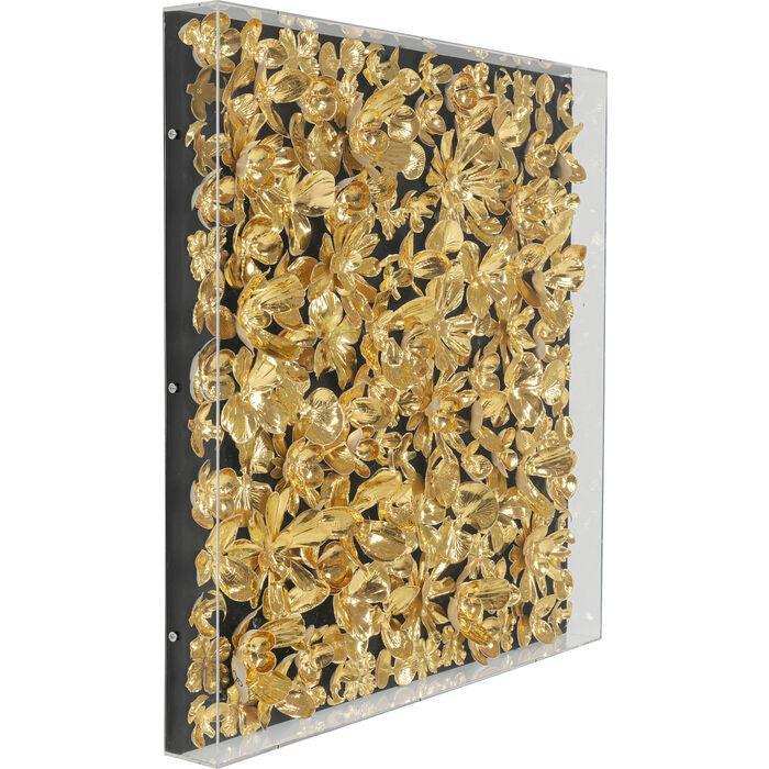 Designer Wandbild Handarbeit Gold Flower Bild Acryl - HomeDesign Knaus