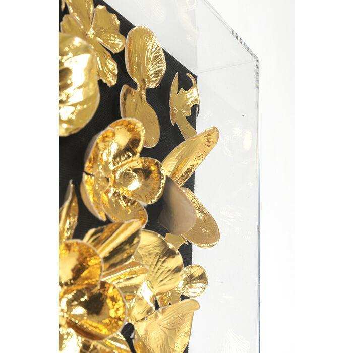 Designer Wandbild Handarbeit Gold Flower Bild Acryl - HomeDesign Knaus