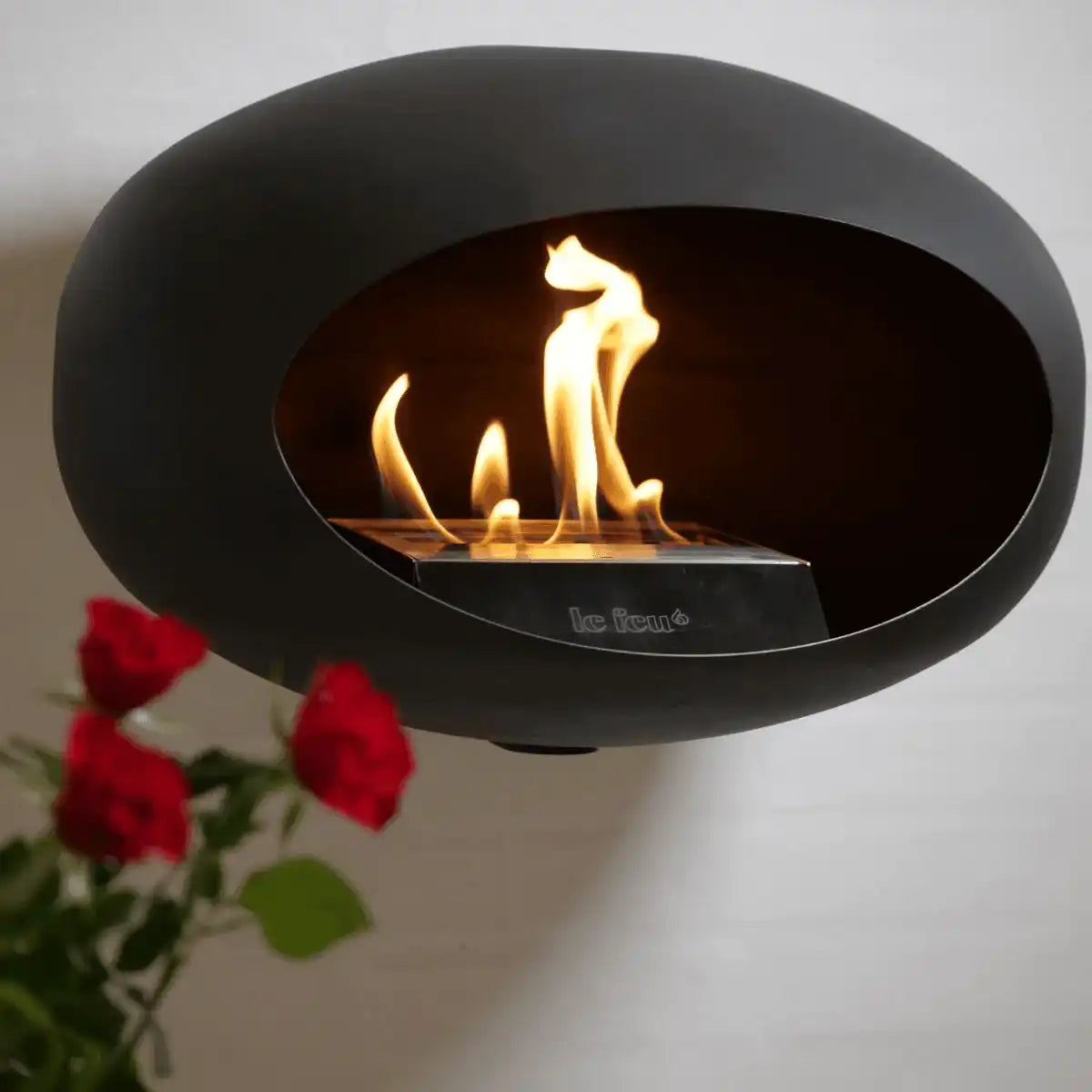 Designer Wandkamin Edelstahl Bioethanolkamin Wall Schwarz Biokamin - HomeDesign Knaus