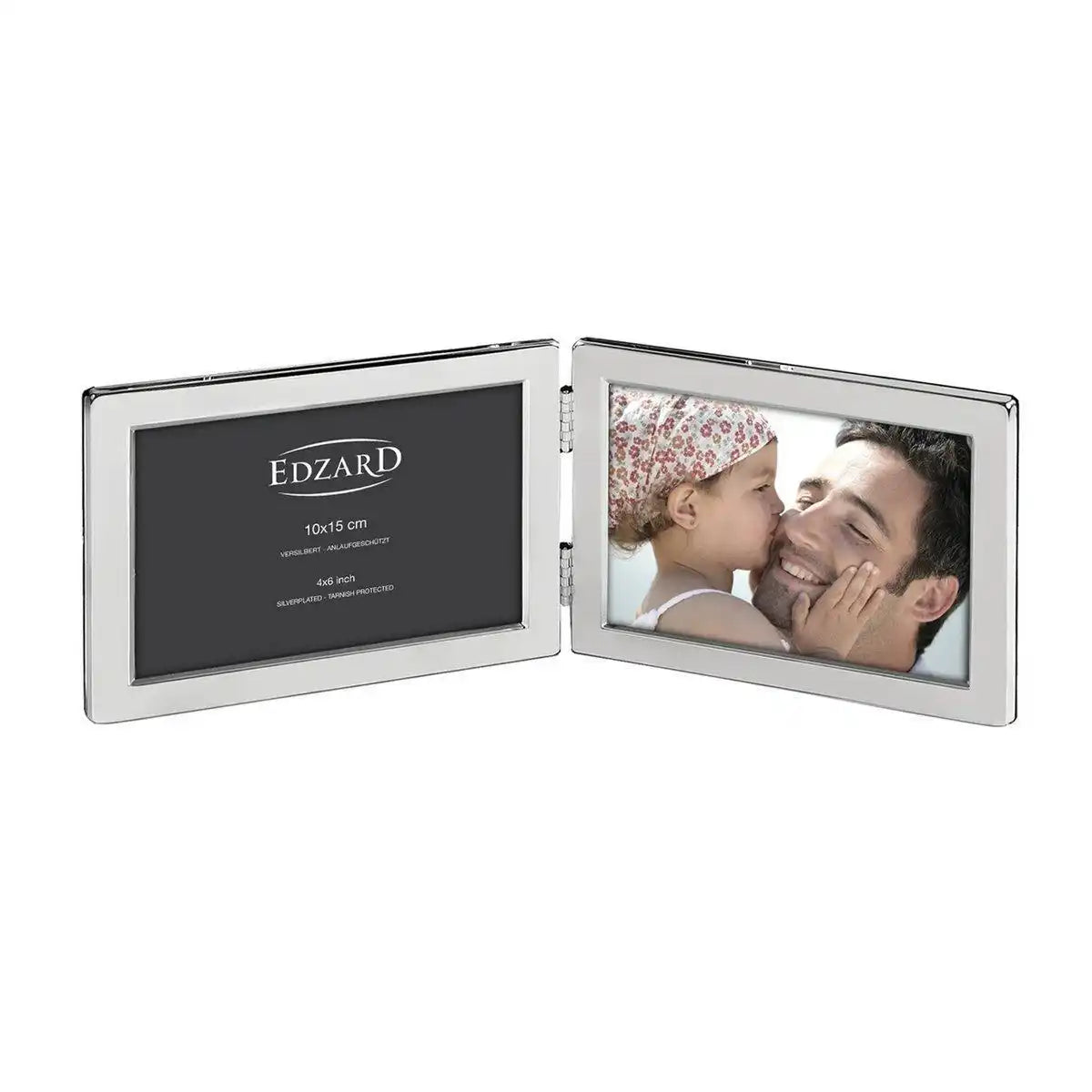 Doppel-Fotorahmen Salerno für 2 Fotos 10 x 15 cm quer, edel versilbert, anlaufgeschützt - HomeDesign Knaus