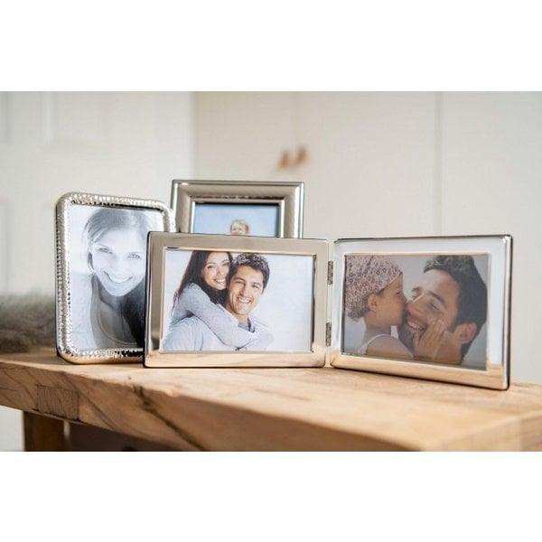 Doppel-Fotorahmen Salerno für 2 Fotos 10 x 15 cm quer, edel versilbert, anlaufgeschützt - HomeDesign Knaus
