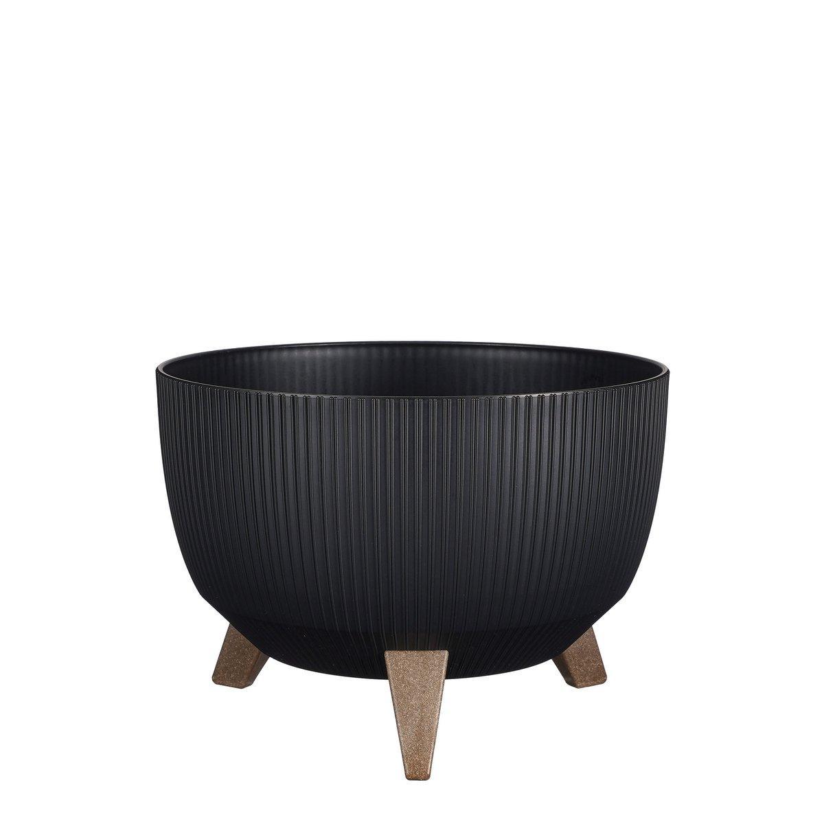 Doppio Blumentopf auf Beinen – H18,5 x Ø33 cm – recycelter Kunststoff – FSC-Mix – Schwarz - HomeDesign Knaus