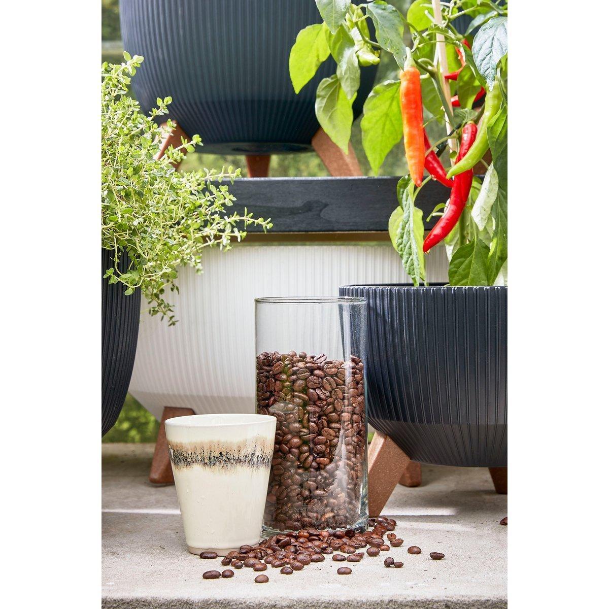 Doppio Blumentopf auf Beinen – H20,5 x Ø40 cm – recycelter Kunststoff – FSC-Mix – Grau - HomeDesign Knaus