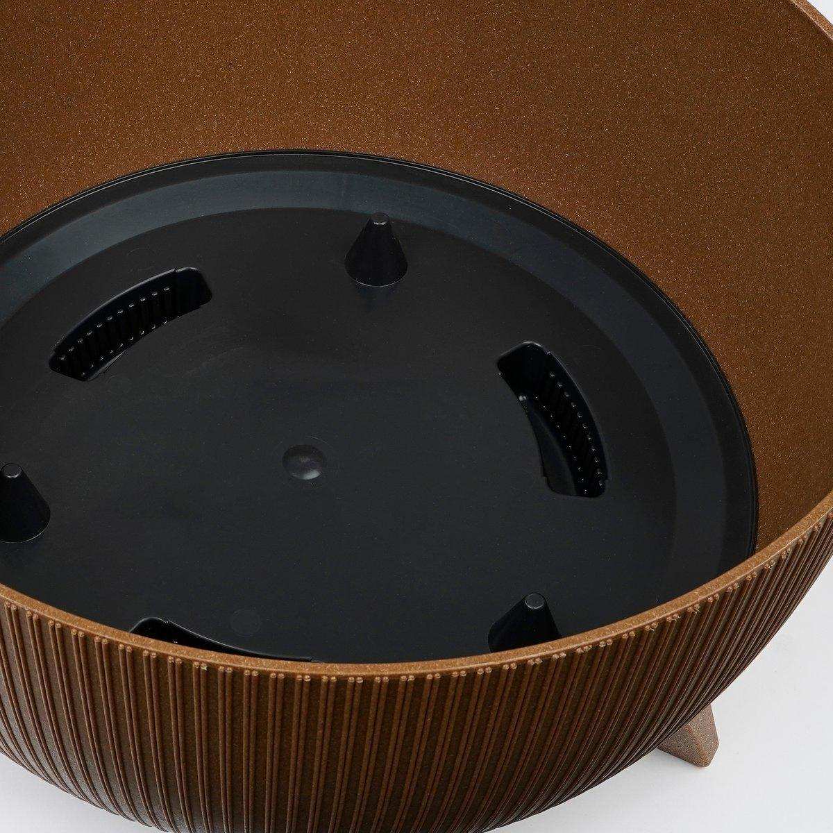 Doppio Blumentopf auf Beinen – H22 x Ø47 cm – Polypropylen – FSC Mix – Hellbraun - HomeDesign Knaus