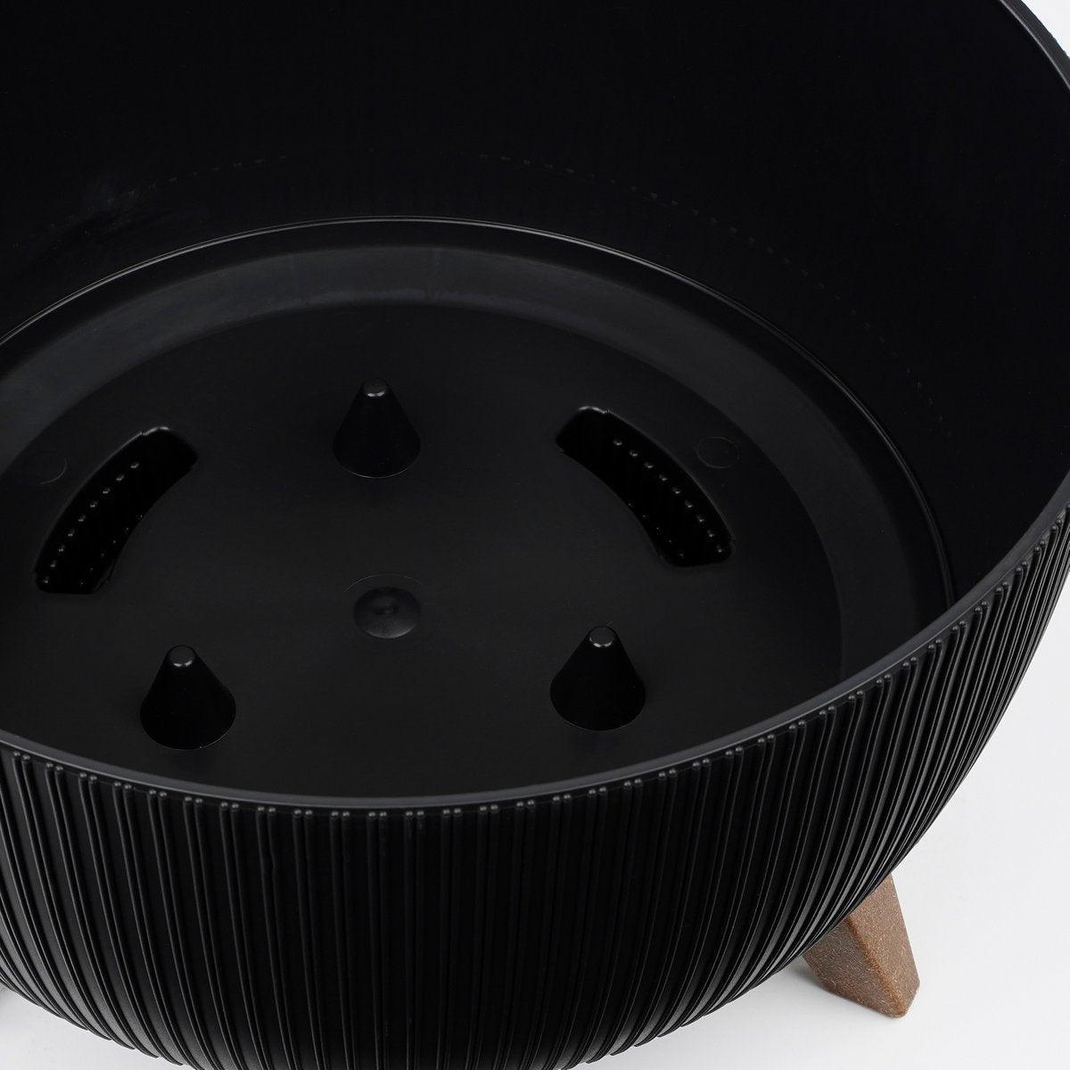 Doppio Blumentopf auf Beinen – H22 x Ø47 cm – recycelter Kunststoff – FSC-Mix – Schwarz - HomeDesign Knaus