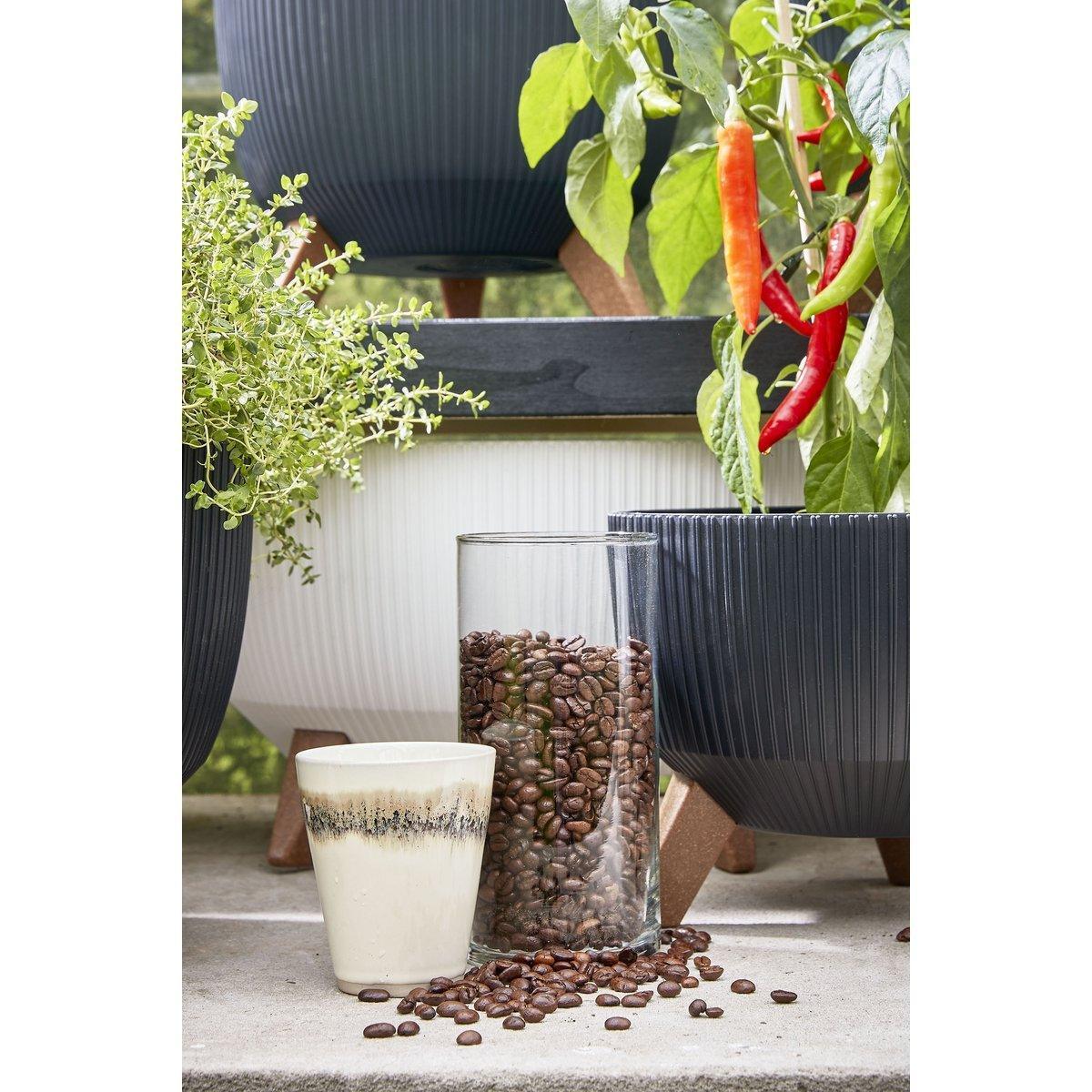 Doppio Blumentopf auf Beinen – H22 x Ø47 cm – recycelter Kunststoff – FSC-Mix – Schwarz - HomeDesign Knaus