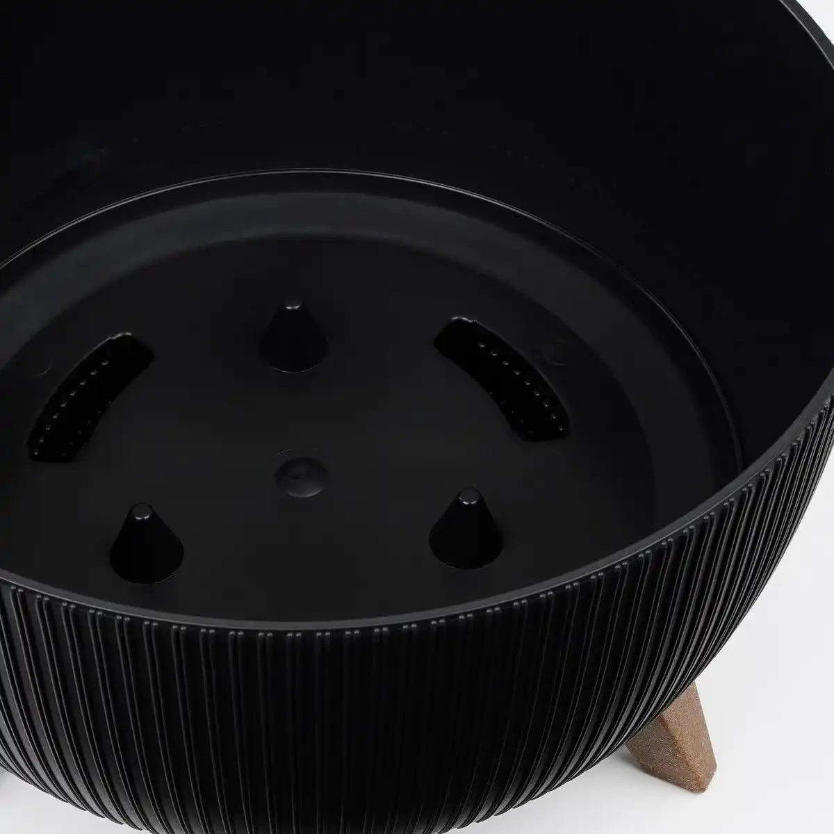 Doppio Blumentopf auf Beinen – H22 x Ø47 cm – recycelter Kunststoff – FSC-Mix – Schwarz - HomeDesign Knaus