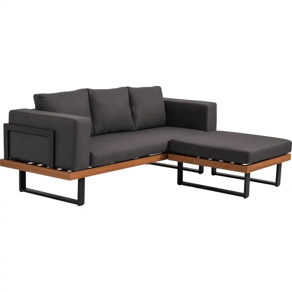 Eck-Lounge-Set Granada Gartenmöbel Wetterfest Holzoptik 210x160 - HomeDesign Knaus
