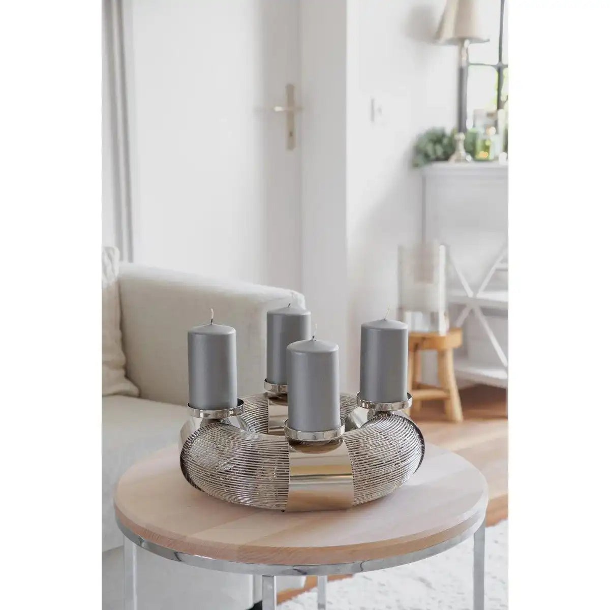 Edelstahl Chrom Adventskranz Flax 36 cm - HomeDesign Knaus
