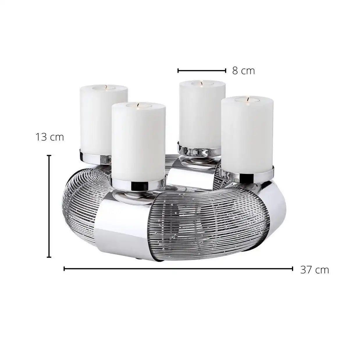 Edelstahl Chrom Adventskranz Flax 36 cm - HomeDesign Knaus