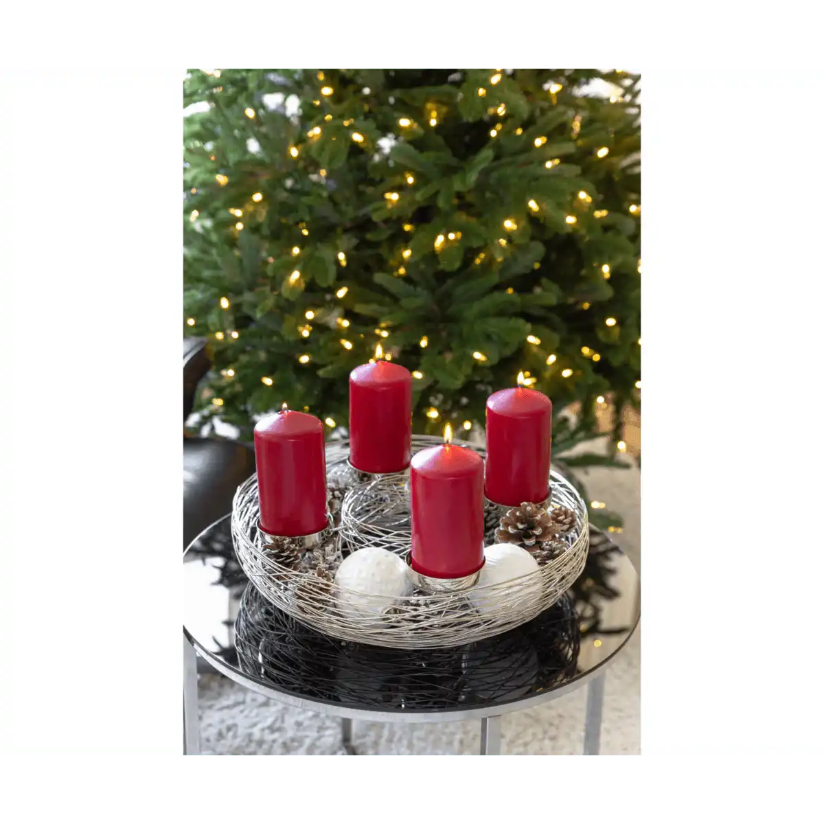 EDZARD Adventskranz Laval, Edelstahl vernickelt, Durchmesser 42 cm, für Stumpenkerzen ø 6 cm - HomeDesign Knaus