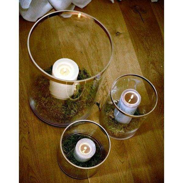 EDZARD Windlicht Molly, mundgeblasenes Kristallglas mit Platinrand, Höhe 18 cm, Durchmesser 18 cm - HomeDesign Knaus