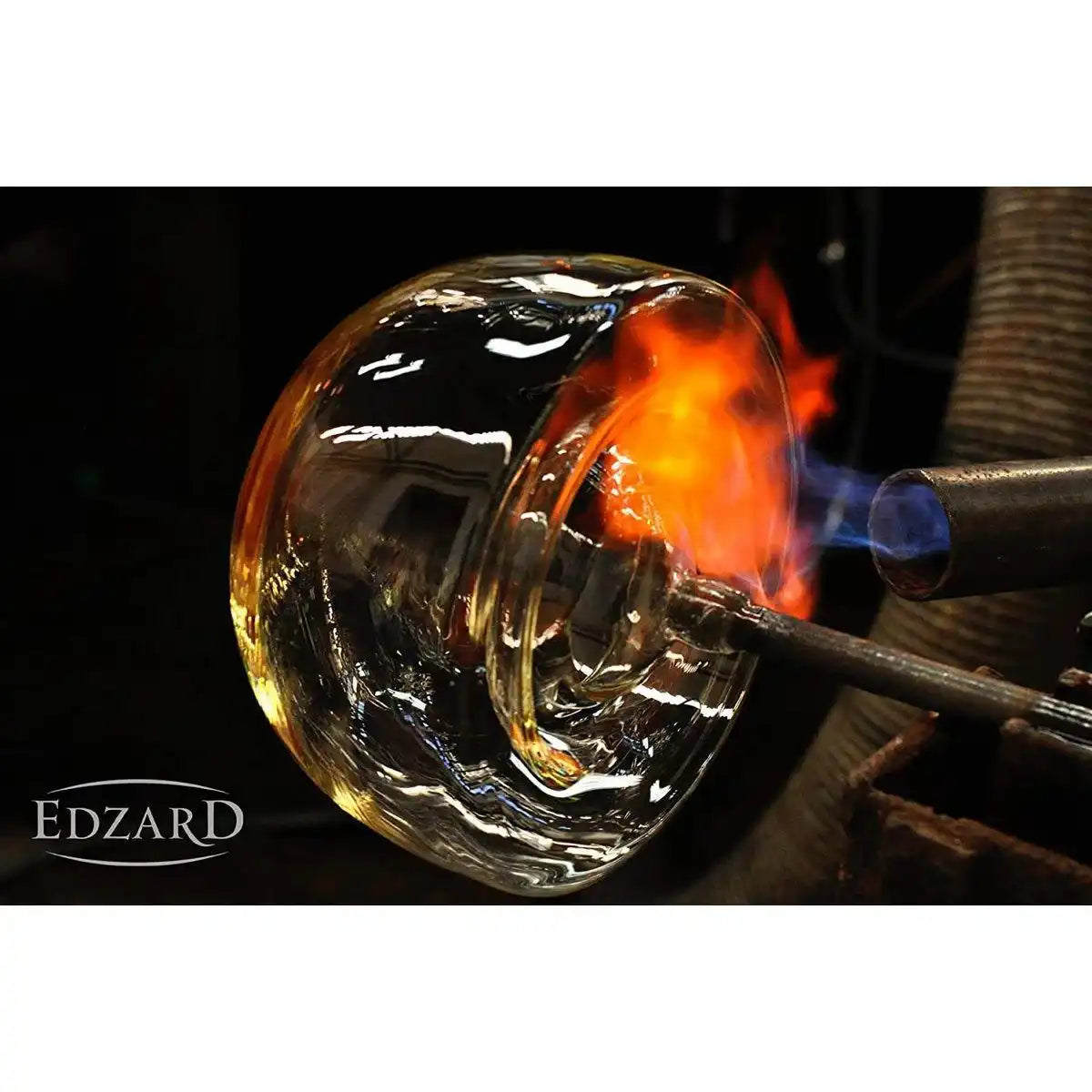 EDZARD Windlicht Molly, mundgeblasenes Kristallglas mit Platinrand, Höhe 18 cm, Durchmesser 18 cm - HomeDesign Knaus