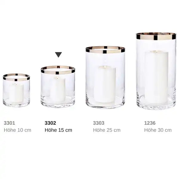 EDZARD Windlicht Molly, mundgeblasenes Kristallglas mit Platinrand, Höhe 18 cm, Durchmesser 18 cm - HomeDesign Knaus