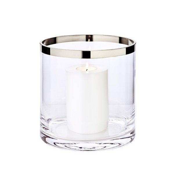 EDZARD Windlicht Molly, mundgeblasenes Kristallglas mit Platinrand, Höhe 18 cm, Durchmesser 18 cm - HomeDesign Knaus