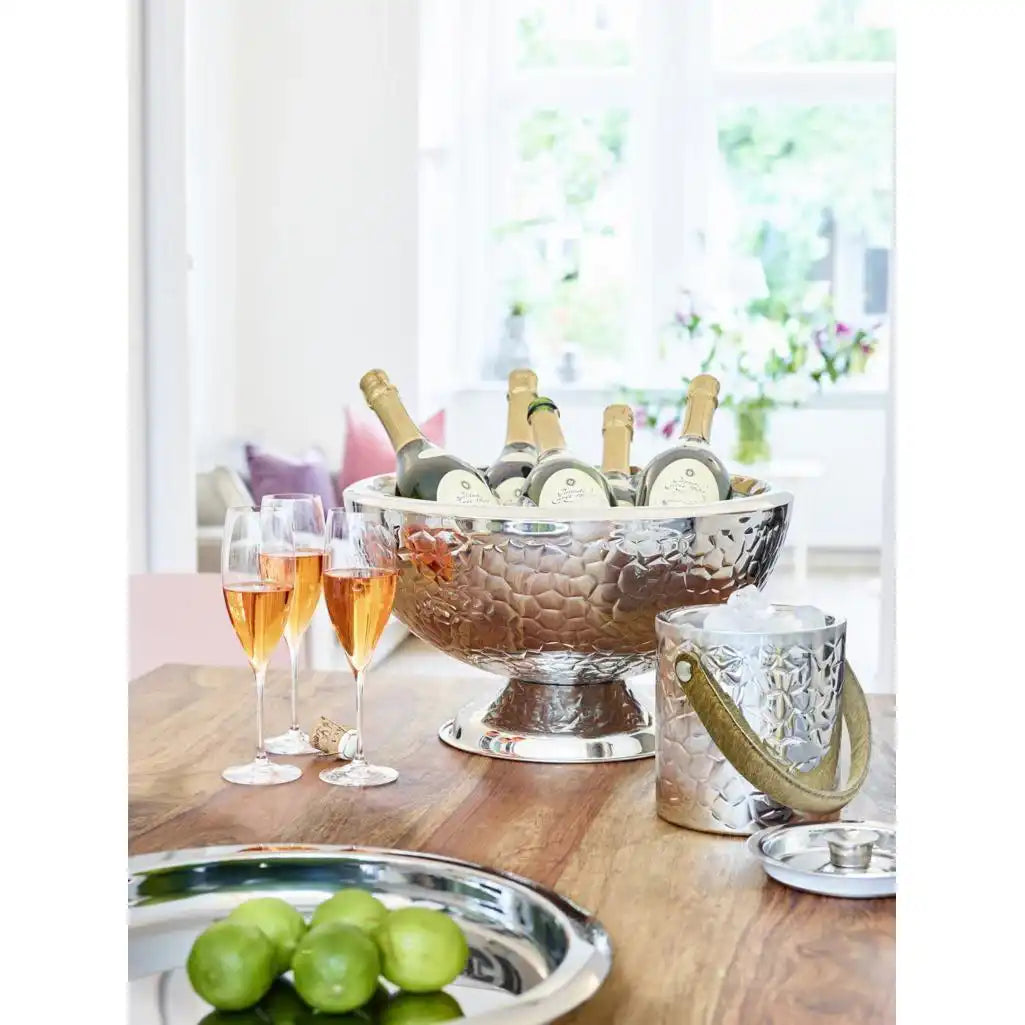 Eiseimer Capri mit Deckel Edelstahl hochglanzpoliert Ledergriff inkl. Zange - HomeDesign Knaus