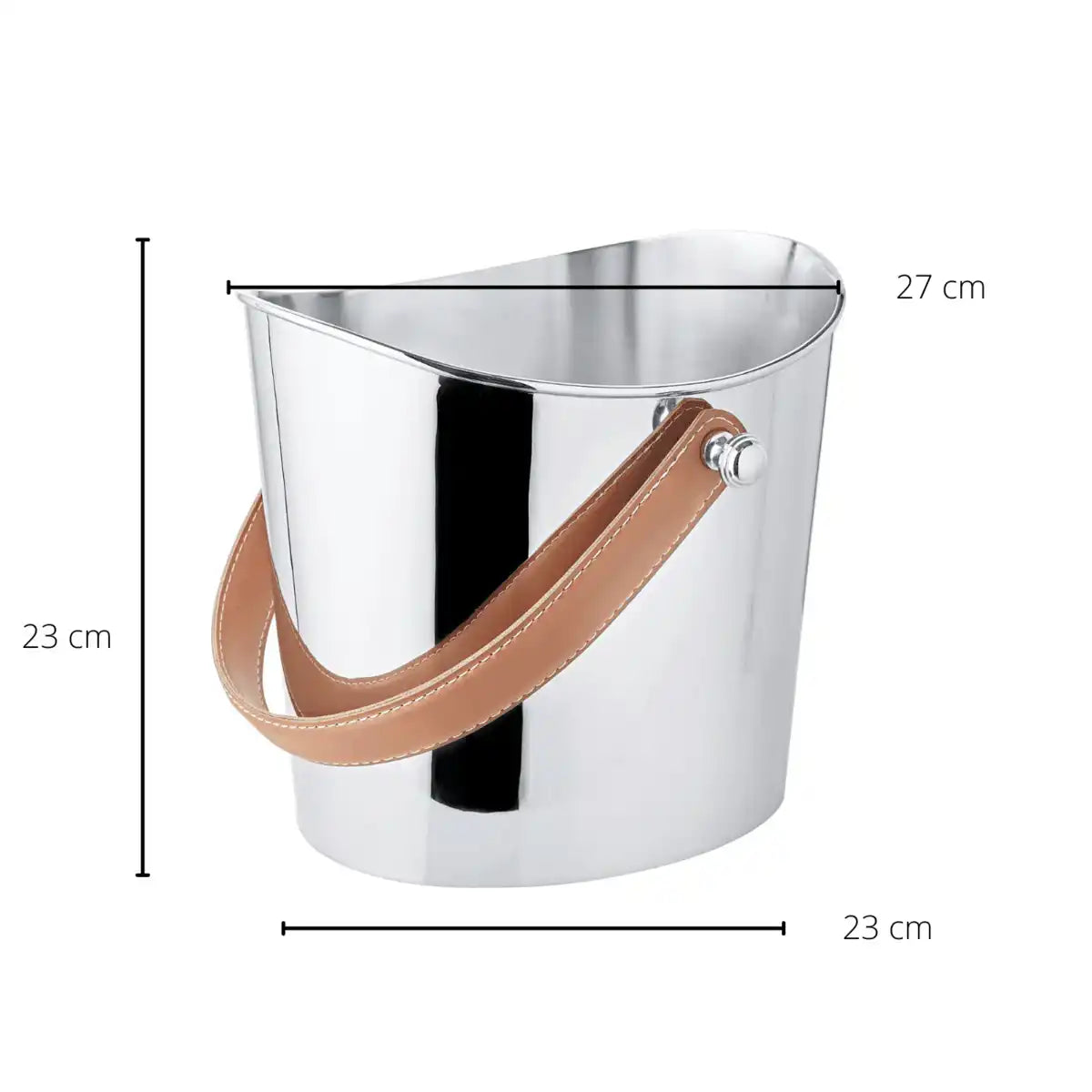 Eiseimer Gilbert Weinkühler braunem Ledergriff vernickelt - HomeDesign Knaus