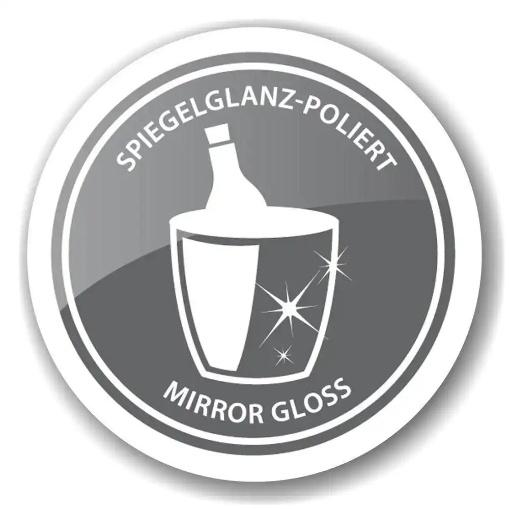 EDZARD Eiseimer Gilbert Weinkühler mit schwarzem Ledergriff, Edelstahl glänzend vernickelt, Höhe 23 cm - HomeDesign Knaus