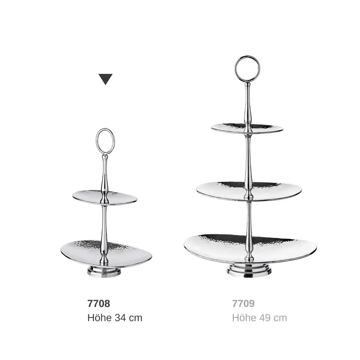 Etagere Gulf 2 Ebenen, oval, Edelstahl gehämmert, hochglanzpoliert - HomeDesign Knaus