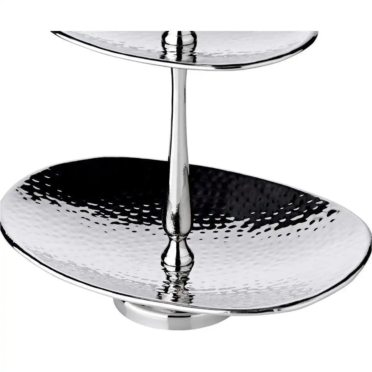 Etagere Gulf 2 Ebenen, oval, Edelstahl gehämmert, hochglanzpoliert - HomeDesign Knaus