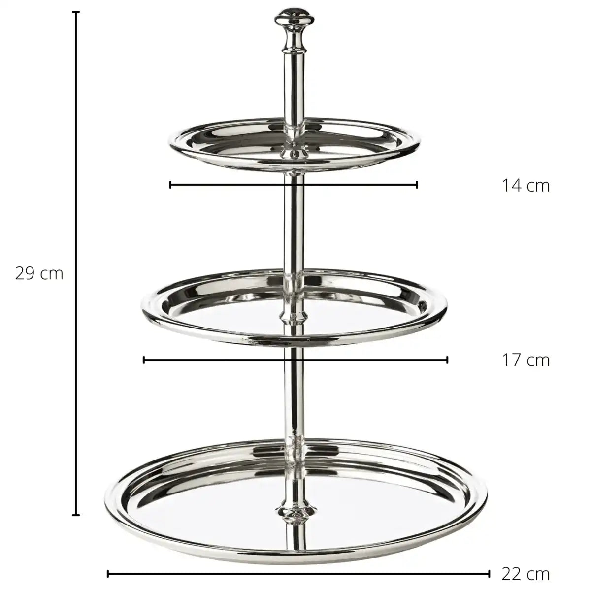 Etagere mit 3 Ebenen Fadenrand edel versilbert 30 Höhe - HomeDesign Knaus