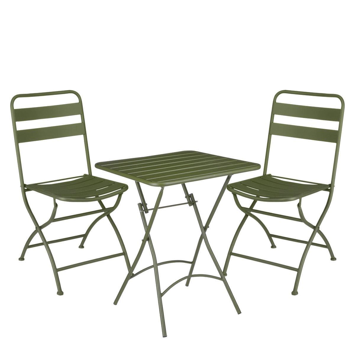 Evita Bistro-Set - 3er-Set - Metall - Dunkelgrün - HomeDesign Knaus