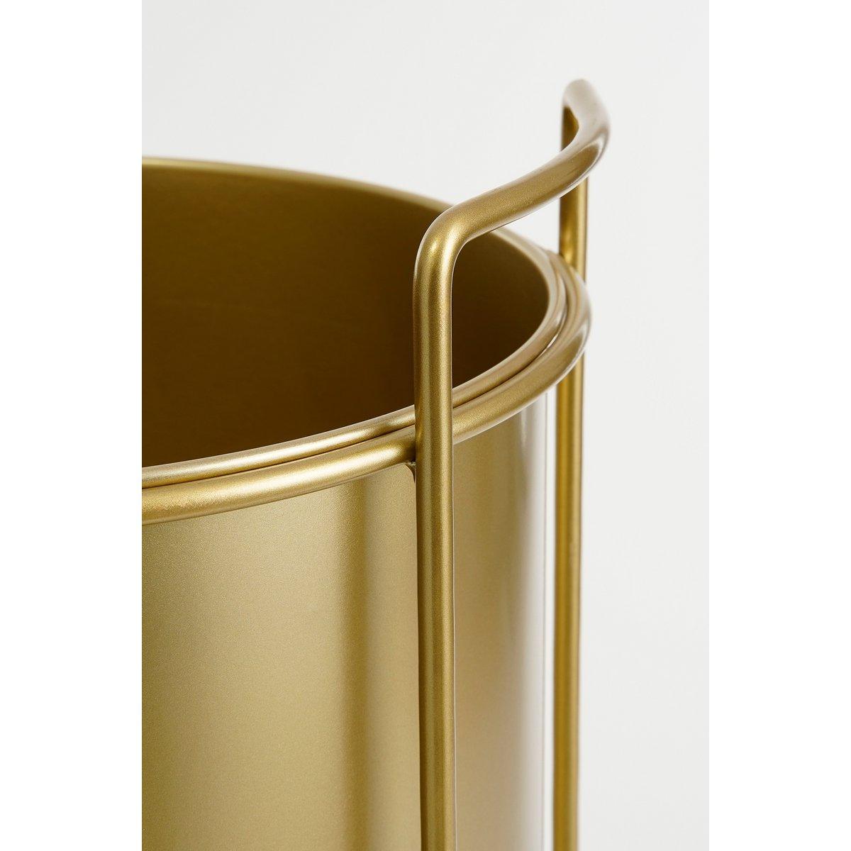 Favani Blumentopf auf Ständer – 3er-Set – H80 x Ø28 cm – Metall – Gold - HomeDesign Knaus