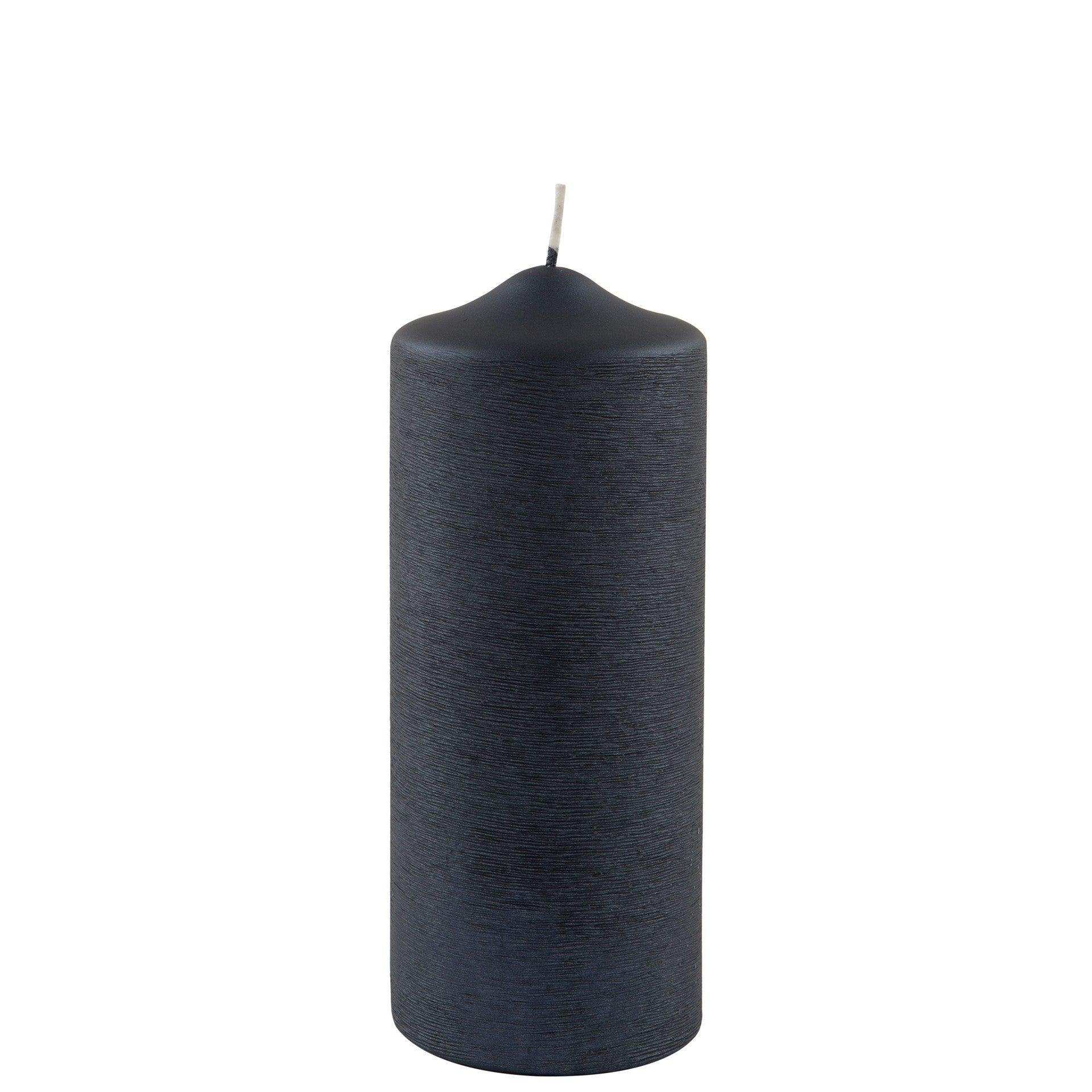Fink Candle Stumpenkerze gebürstet metallic Schwarz 20cm - HomeDesign Knaus