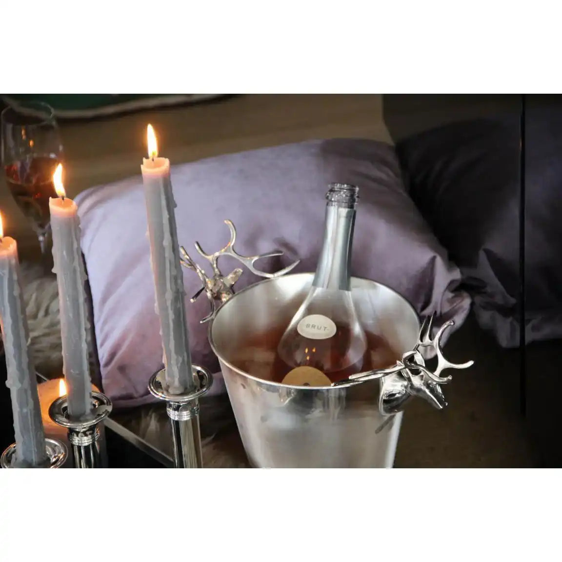 Flaschenkühler Elchkopf-Griffen schwerversilbert 22 cm - HomeDesign Knaus