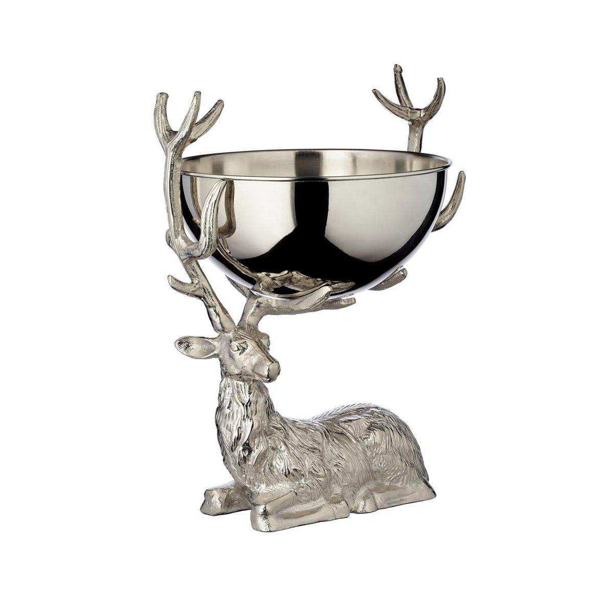 Flaschenkühler Hirsch Aluminium vernickelt silberfarben Schale abnehmbar - HomeDesign Knaus