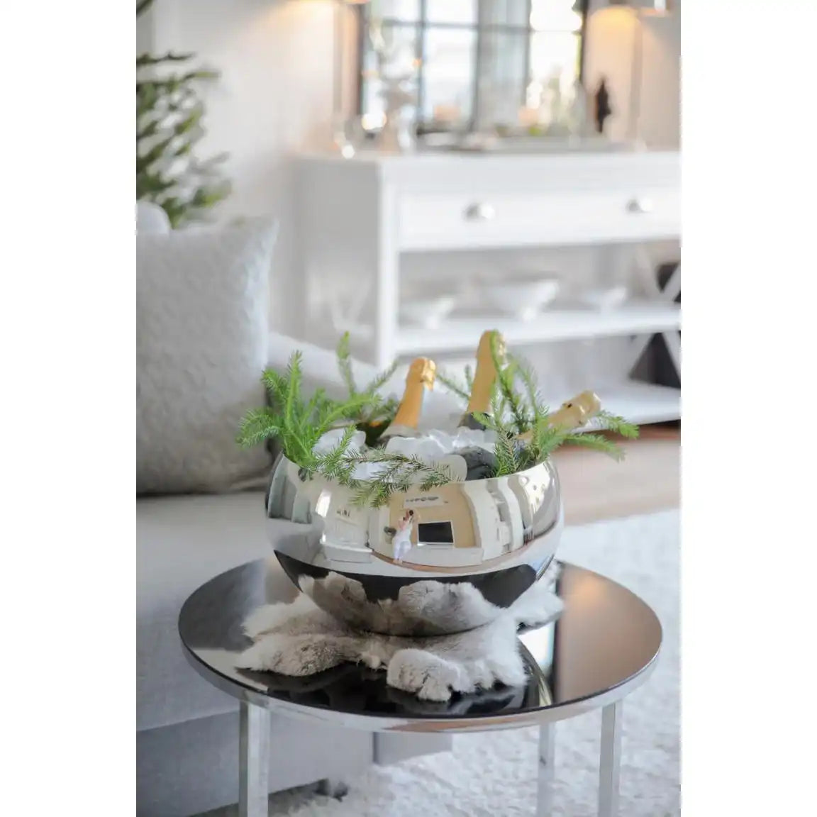 Flaschenkühler Schale Enea doppelwandig Edelstahl hochglanzpoliert 35 cm - HomeDesign Knaus