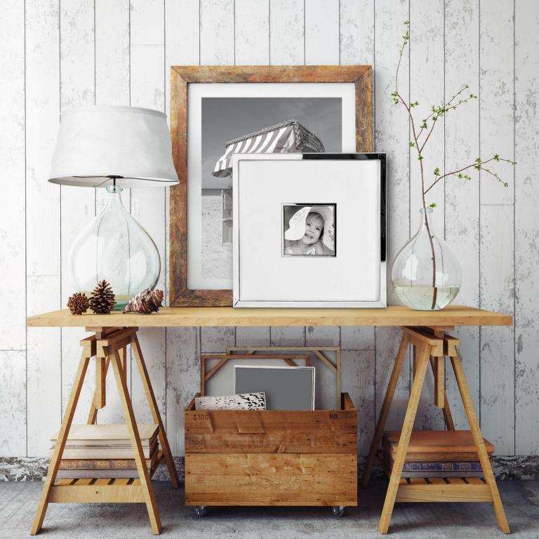 Fotorahmen Ribera für Foto 13 x 13 cm, Gesamtgröße 35 x 35 cm, edel versilbert - HomeDesign Knaus