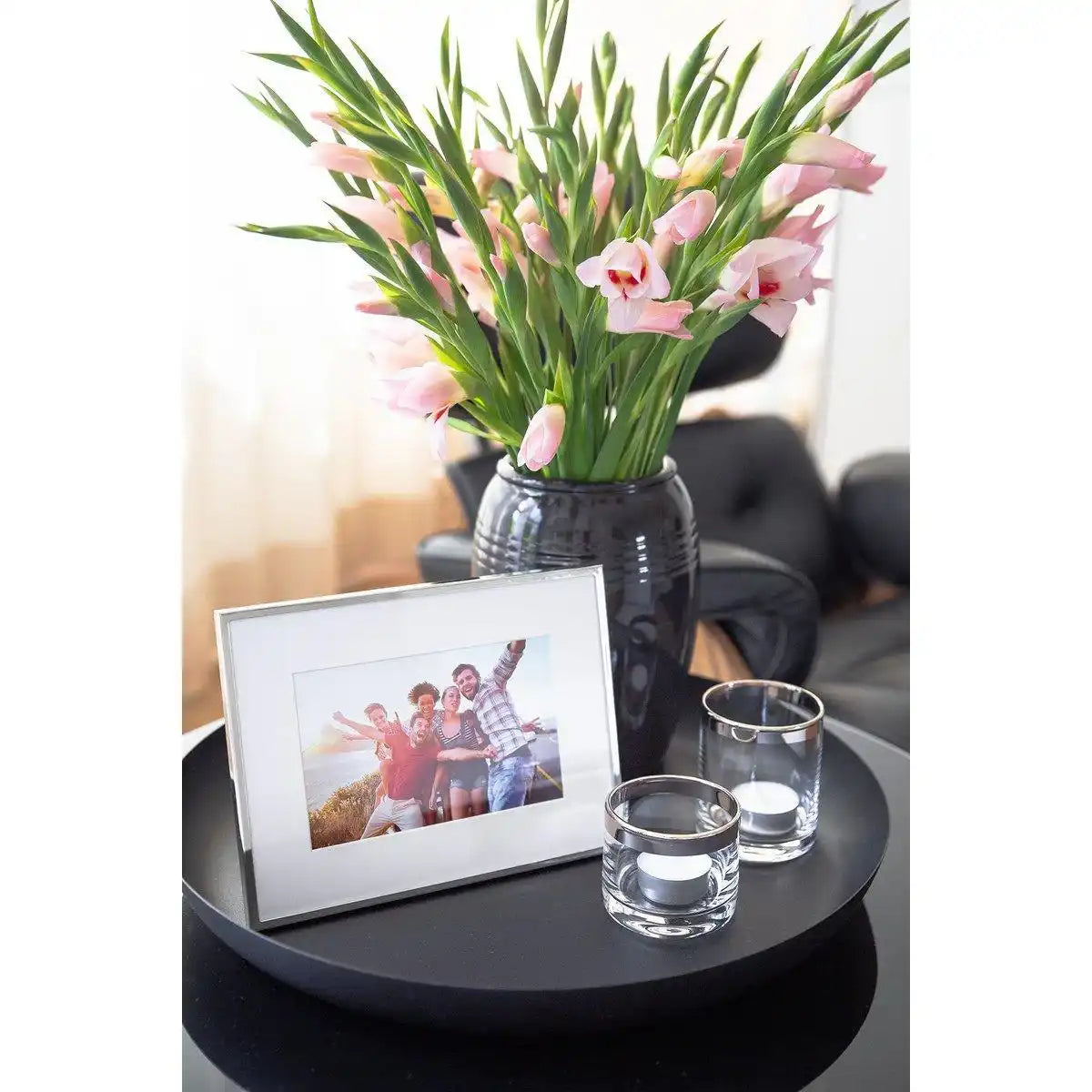 Fotorahmen Rimini für Foto 10 x 15 cm, Passepartout, edel versilbert - HomeDesign Knaus